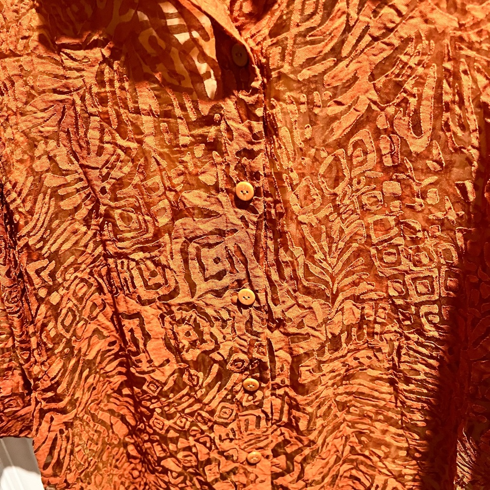 Ruby Rd. Orange Patterned Women's Top - Picture 3 of 5
